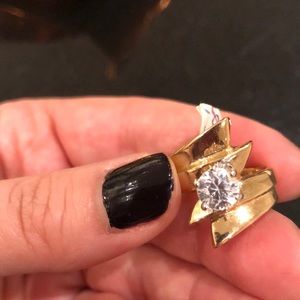 Gold Ring with Cubic Zirconia, Costume Jewelry